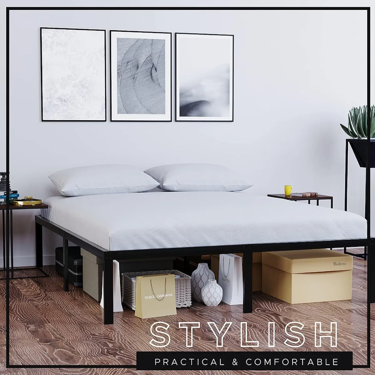 Bed Frame Metal with Storage Sturdy and 20min - Image 3