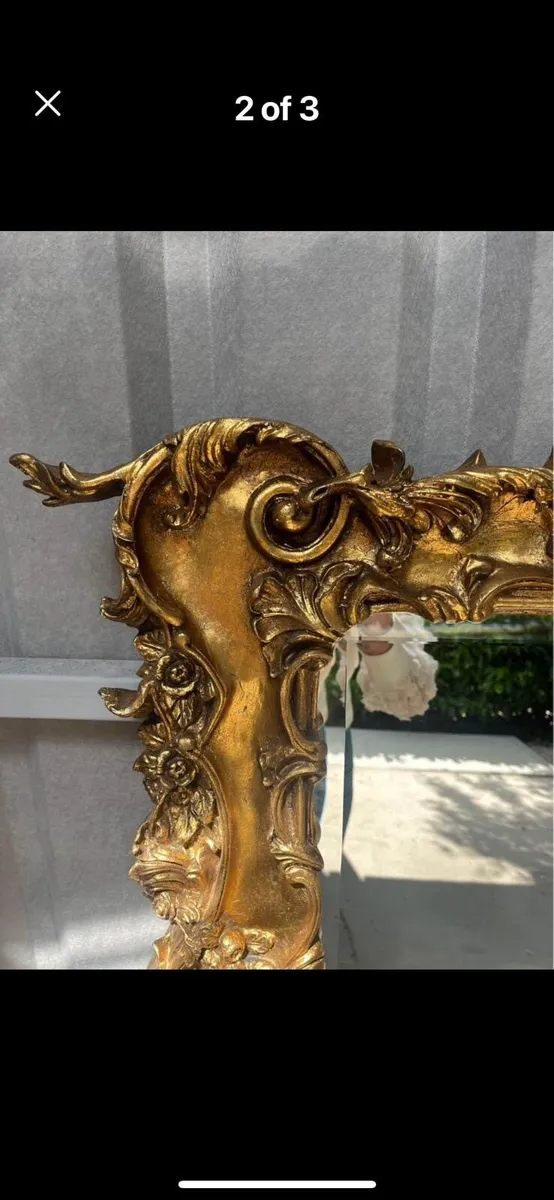 Extra large ornate gold French Rococo mirror - Image 2