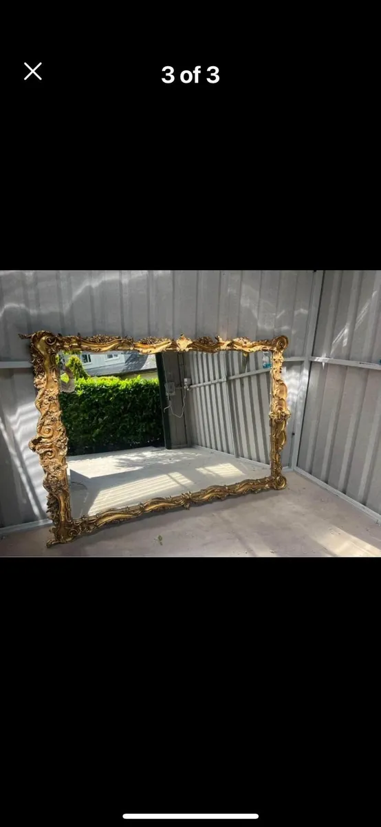 Extra large ornate gold French Rococo mirror - Image 1