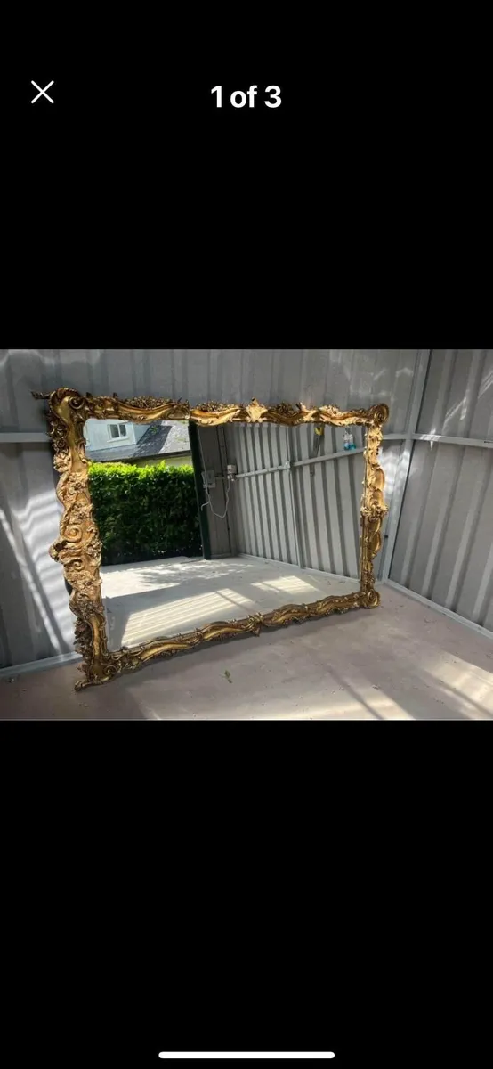 Extra large ornate gold French Rococo mirror - Image 3