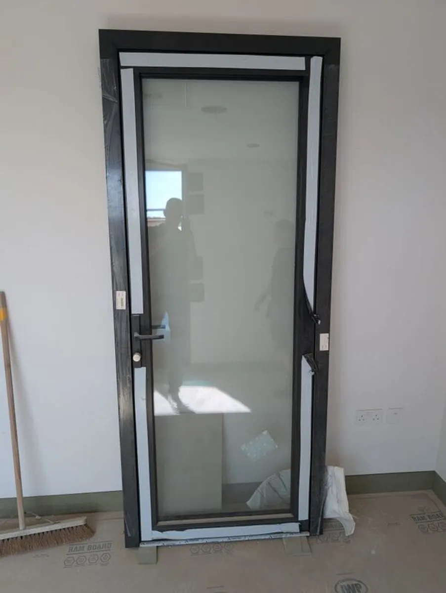 Brand New Cortizo Millenium Plus 70 Aluminium Balcony Door - Triple Glazed RAL 7021 - Image 1