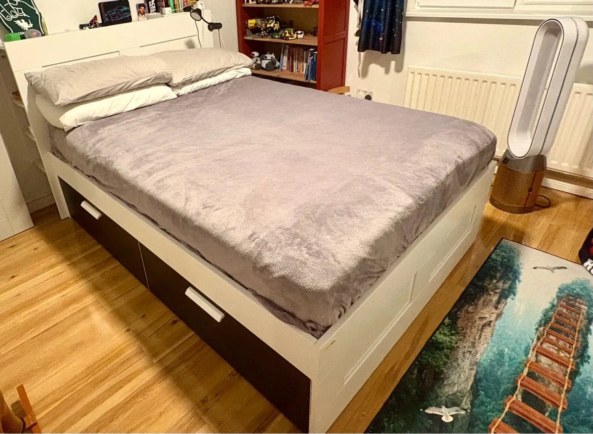 Double bed, storage headboard & mattress - Image 3