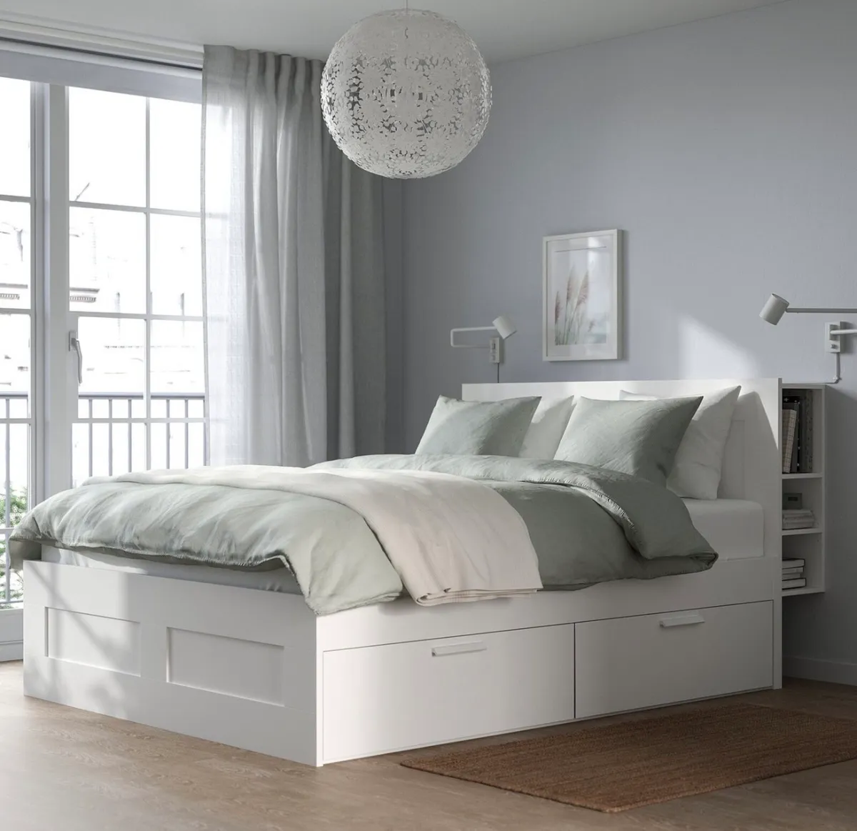 Double bed, storage headboard & mattress - Image 4