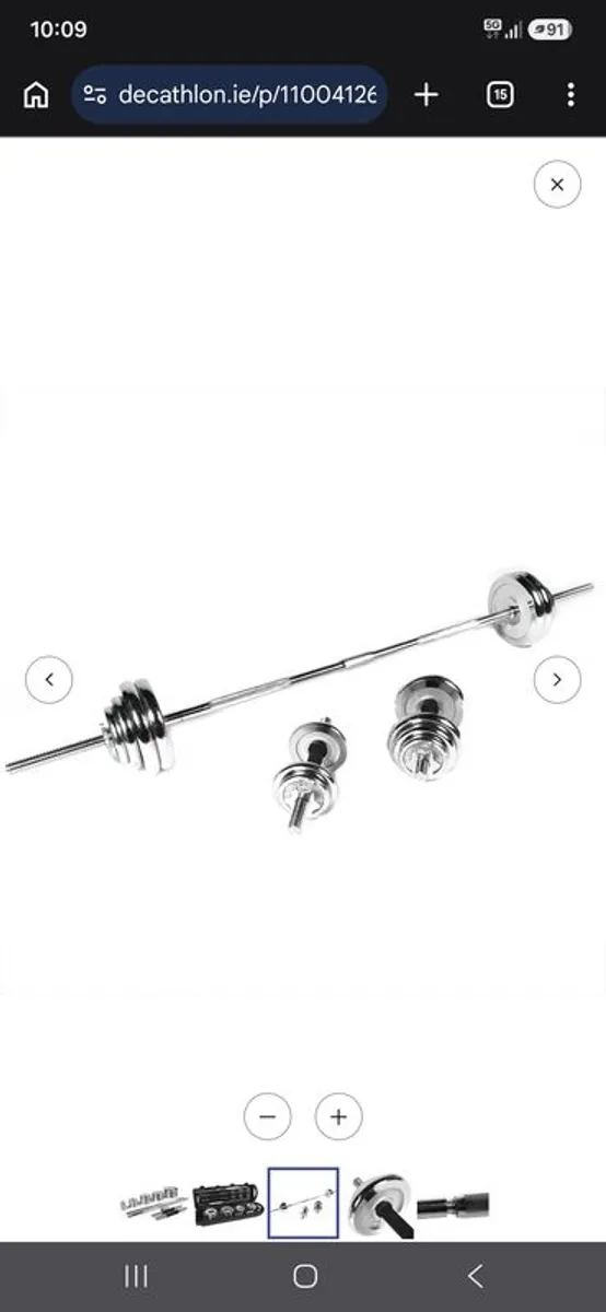 50kg Barbell and dumbell and adjustable bench press - Image 1