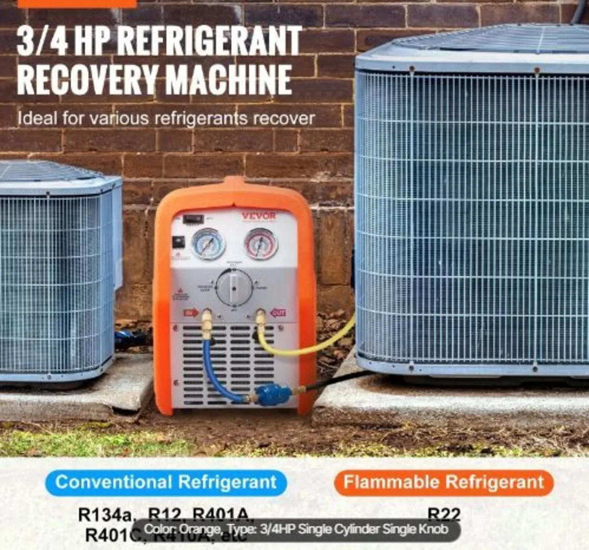 Portable 3/4 HP Refrigerant Recovery Machine - Image 1