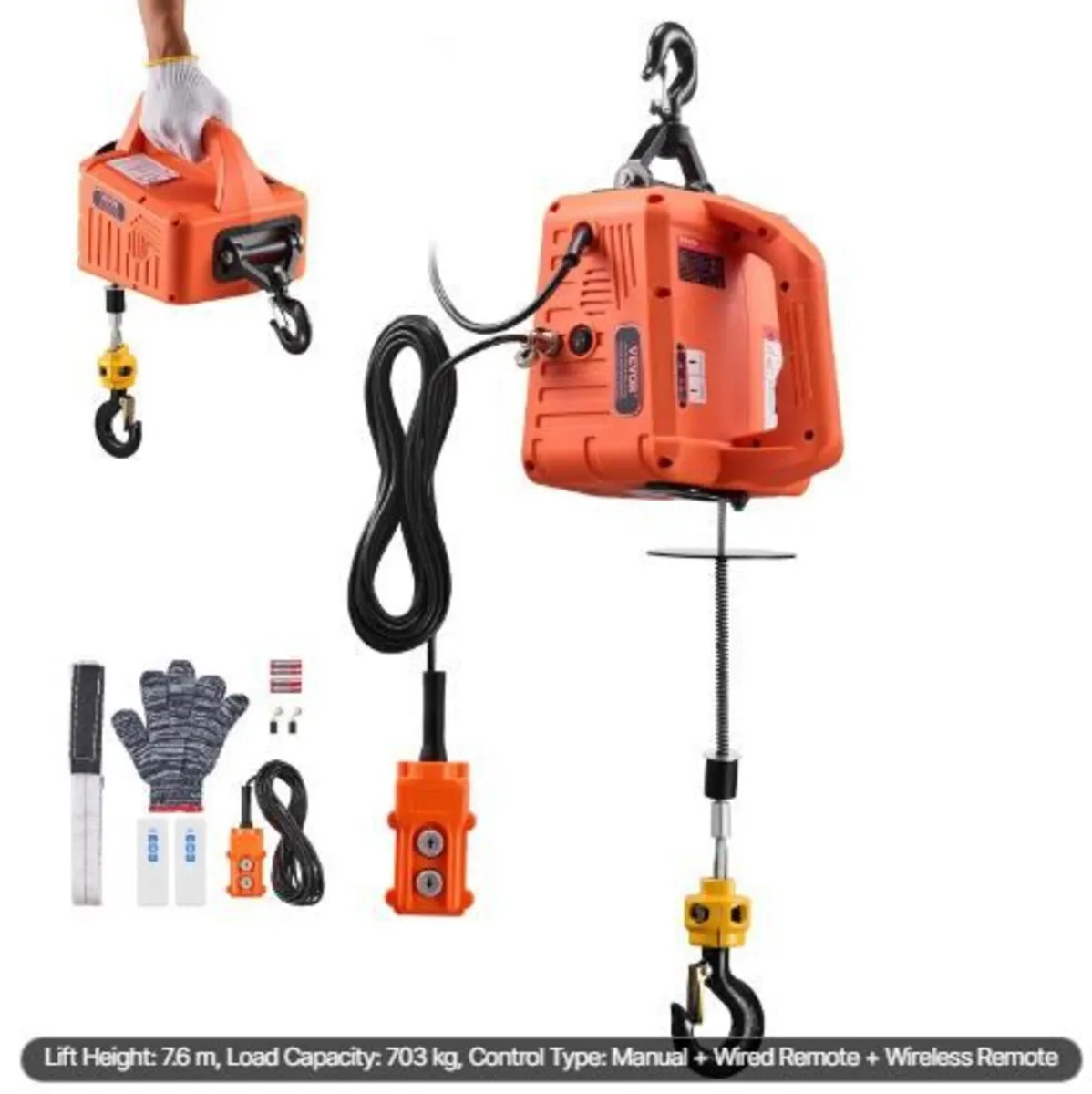 3-in-1 Electric Hoist Winch, 700 kg Capacity - Image 1