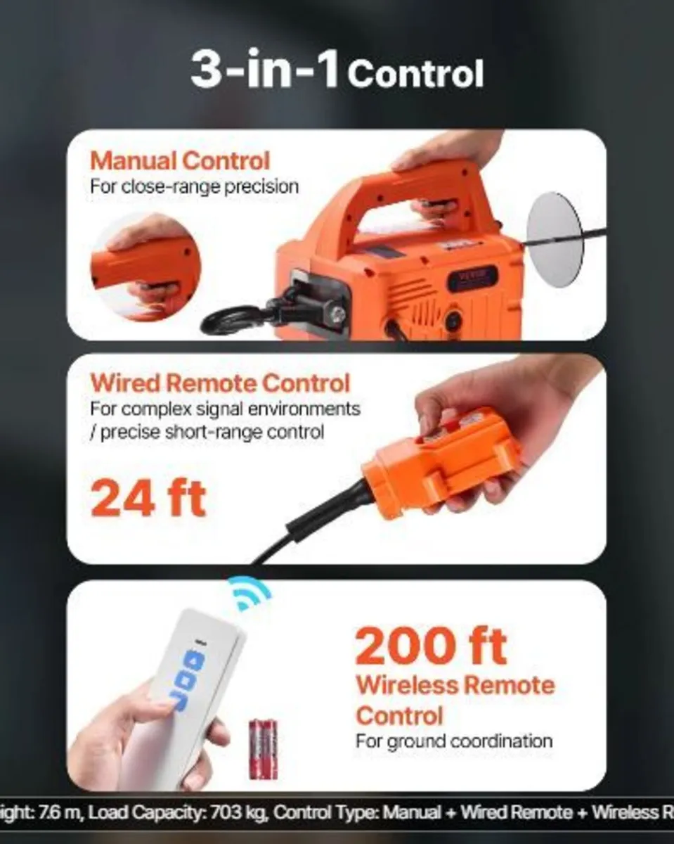 3-in-1 Electric Hoist Winch, 700 kg Capacity - Image 4