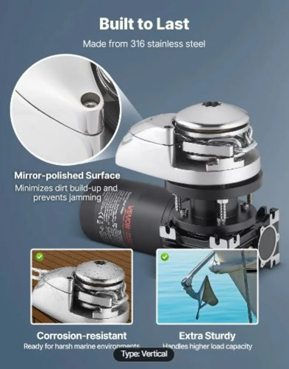 Vertical Fishing Windlass, 12V DC 600W - Image 4