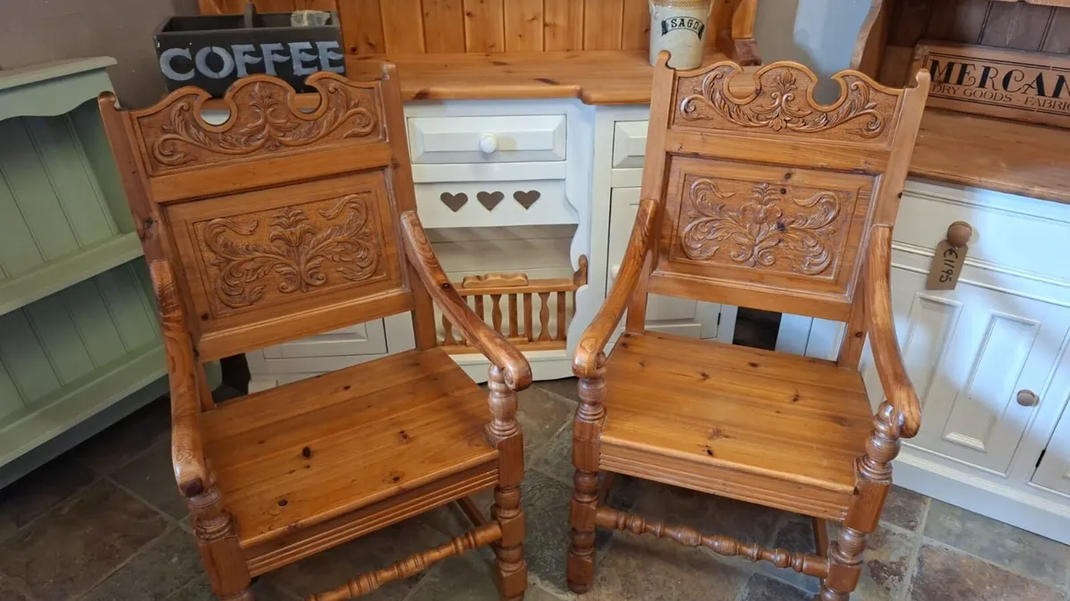 Pairs vintage, antique chairs, pine workshop - Image 2