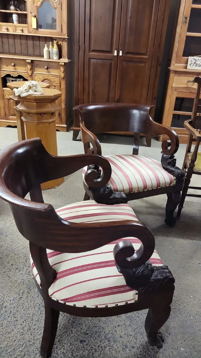 Pairs vintage, antique chairs, pine workshop - Image 1