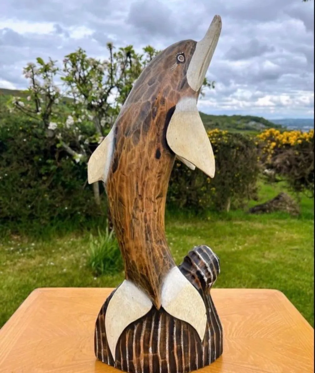 Wooden Dolphin sculpture - Image 4