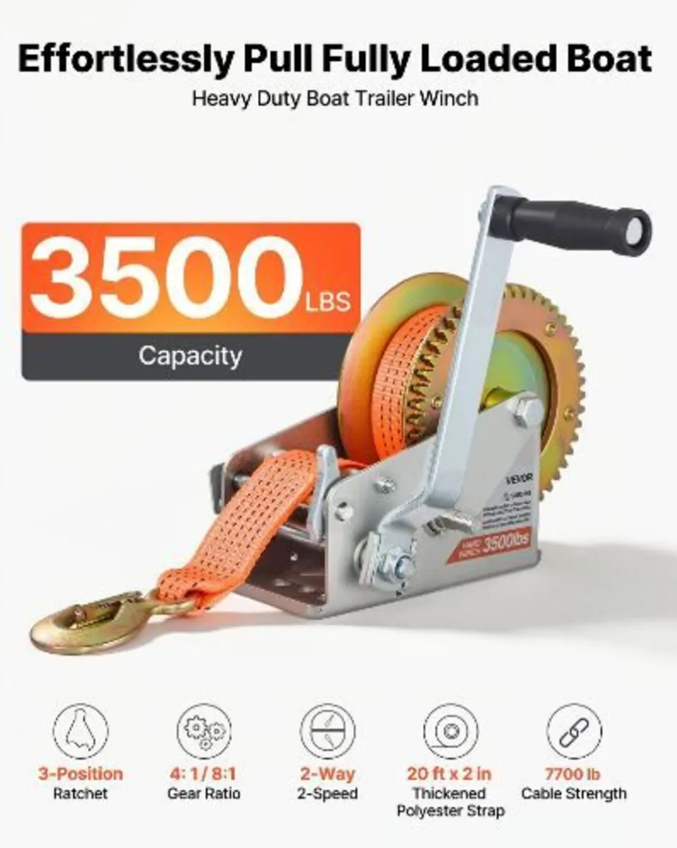 Boat Winch, 1588 kg Hand Winch - Image 1
