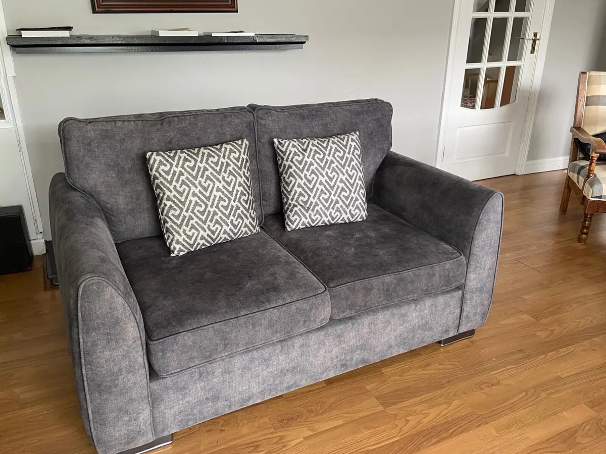 Grey 2 Seater Sofa  and Armchair Set - Image 3