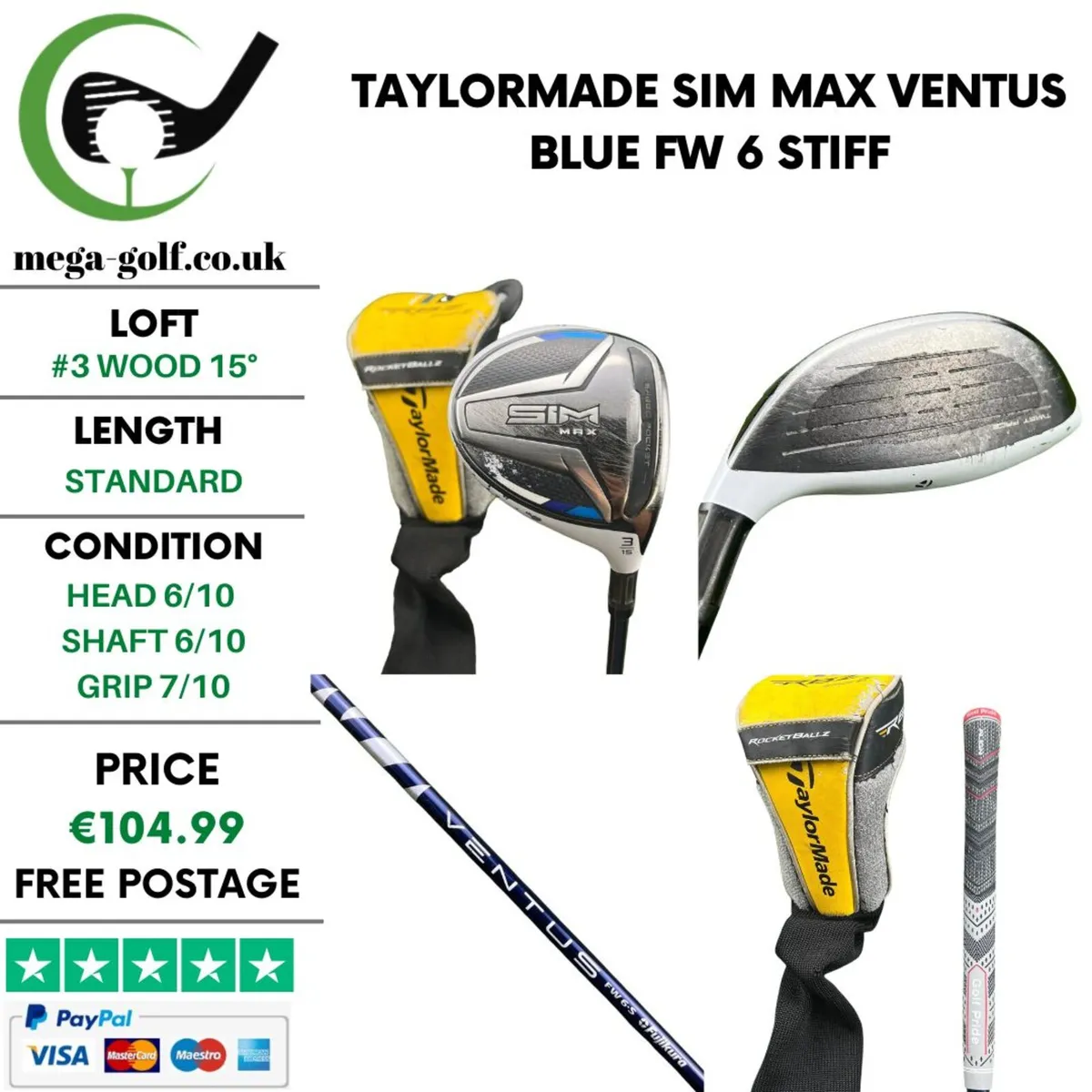 Taylormade Sim Max #3 Wood 15° / Stiff - Image 1
