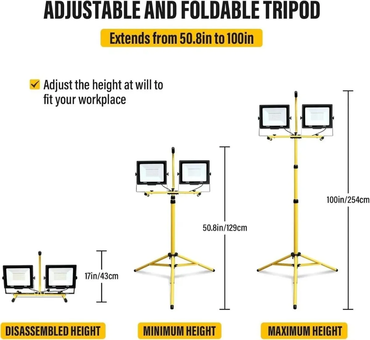 LED Work Light 200W Tripod Flood Light - Image 2