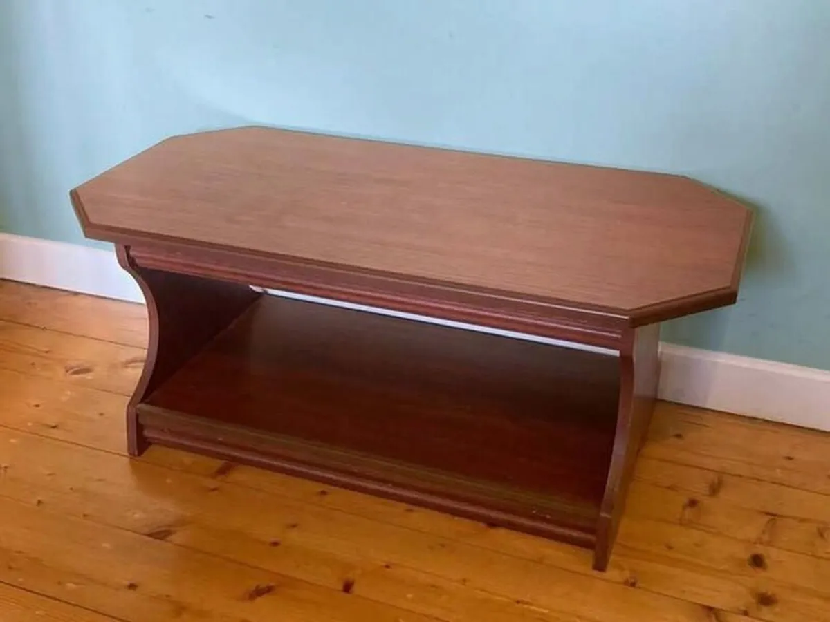 Beautifu Dark Wood Coffee Table with Storage Shelf - Image 1