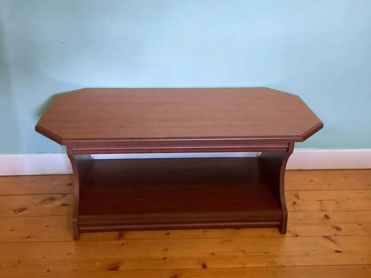Beautifu Dark Wood Coffee Table with Storage Shelf - Image 2