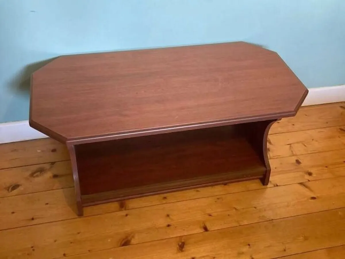 Beautifu Dark Wood Coffee Table with Storage Shelf - Image 3