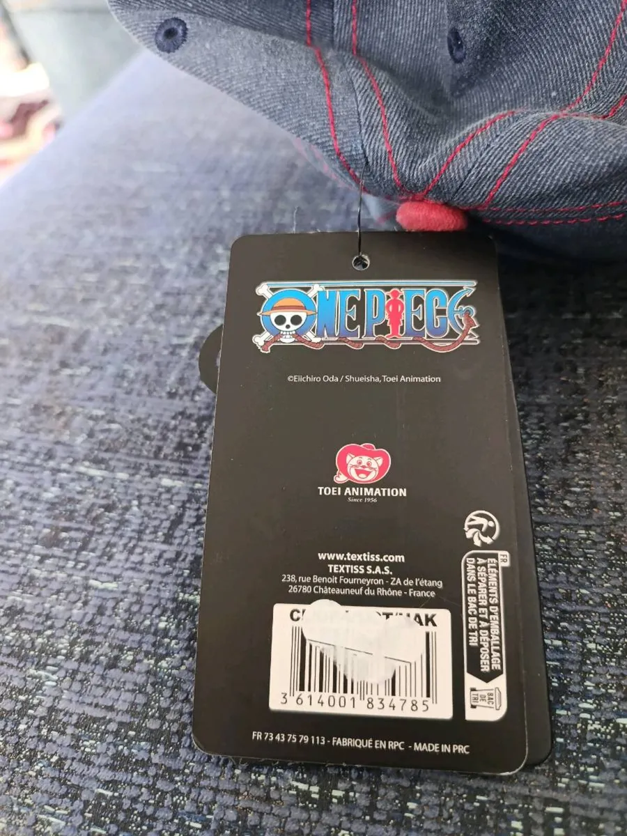 Capslab Luffy One Piece Denim Blue Red Adjustable - Image 3