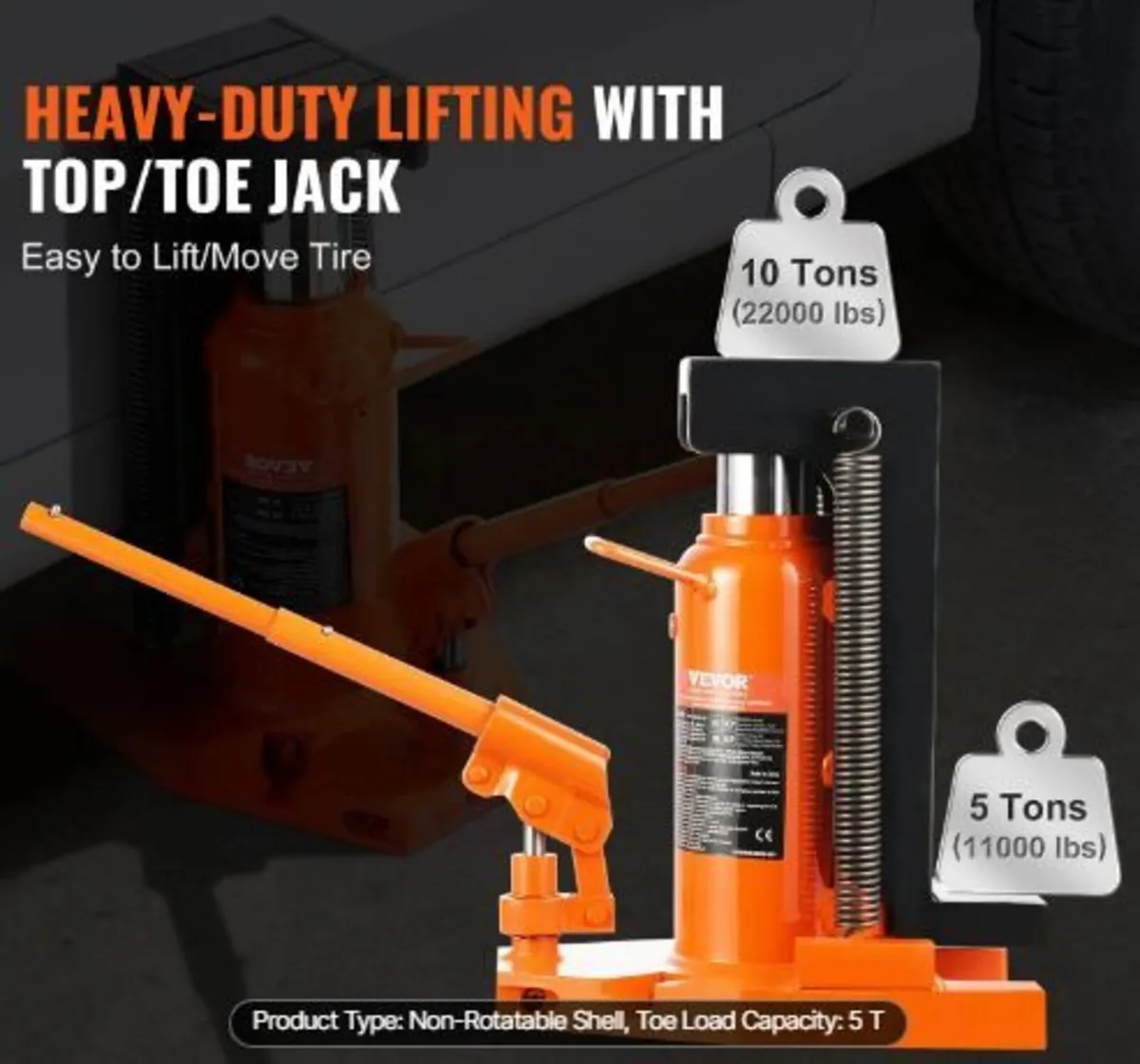 Hydraulic Toe Jack, 5 Ton/4536 kg - Image 2