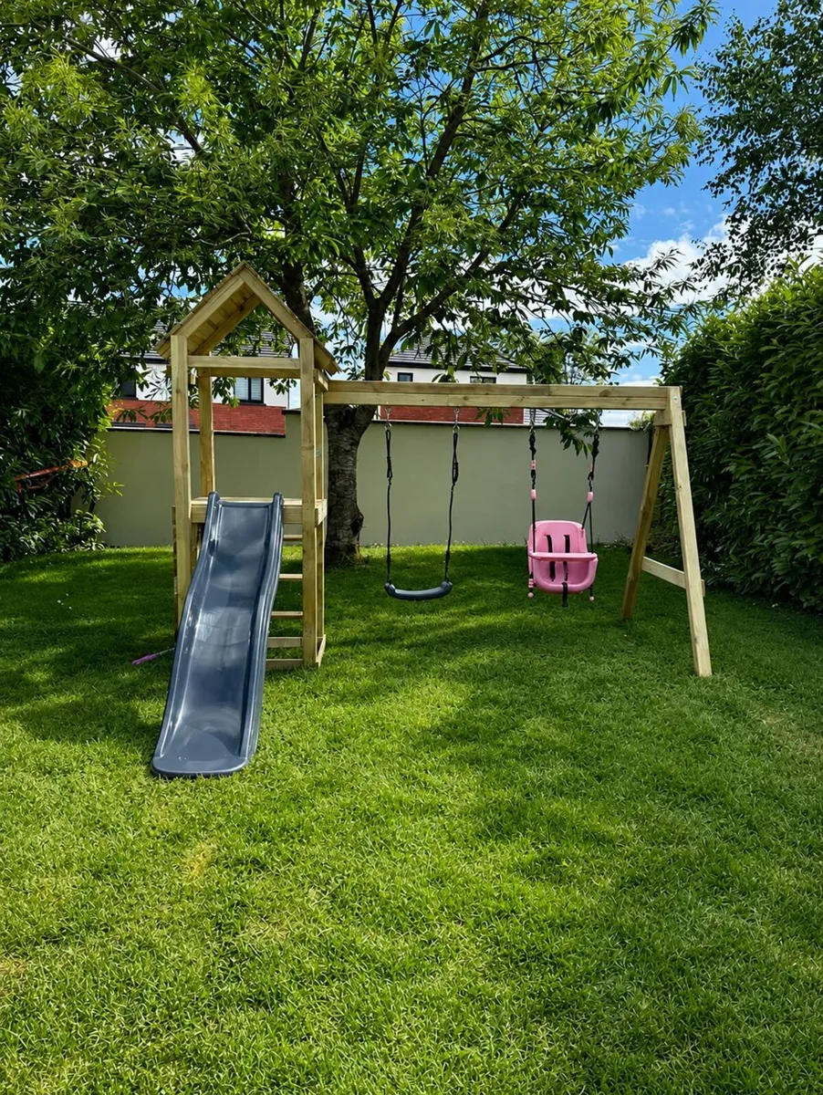 Lily Wooden Climbing Tower with Swings 1.75m Slide - Image 4