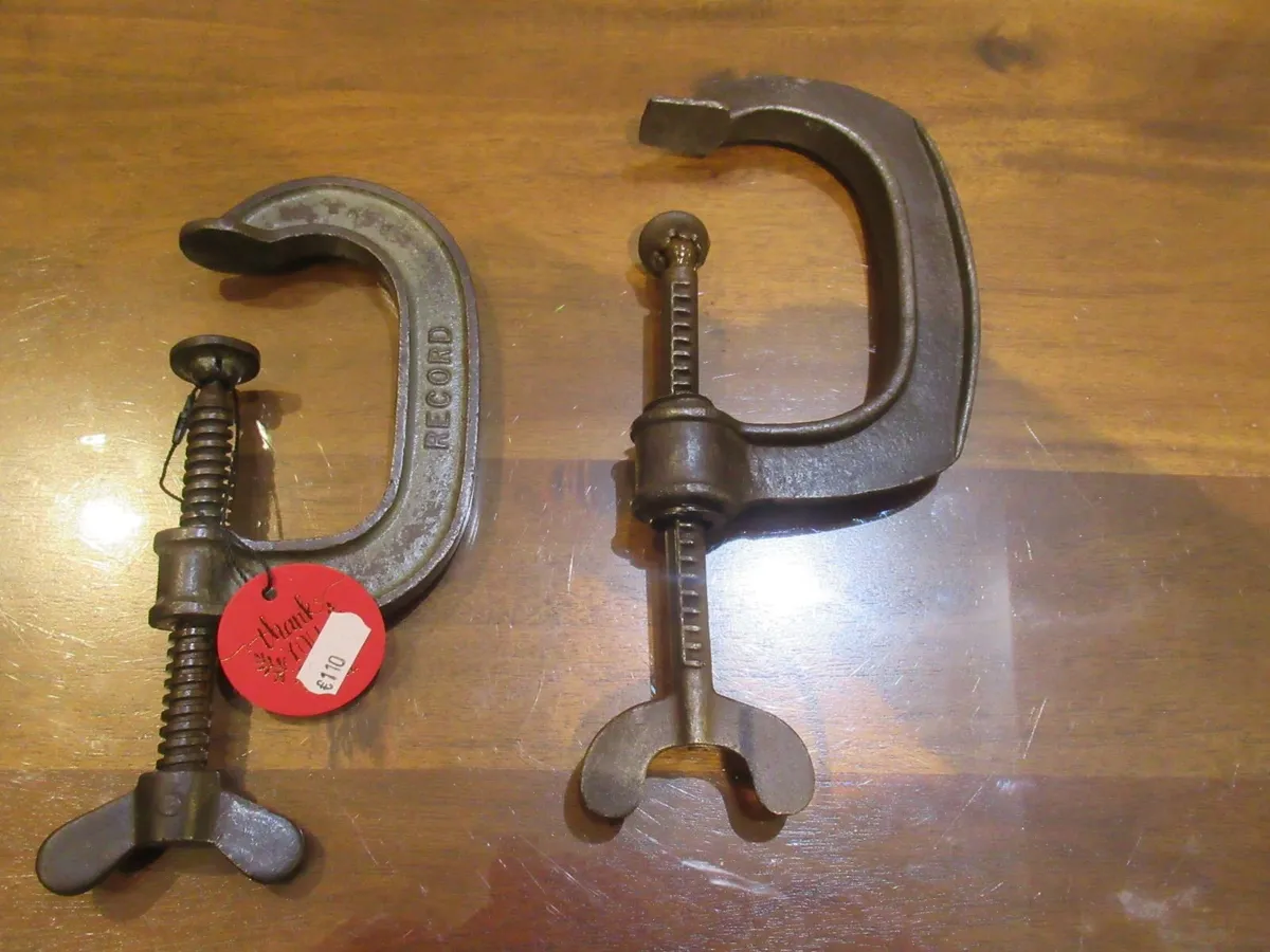 antique vintage TOOLS CLAMPS cottage pub CARPENTER - Image 1