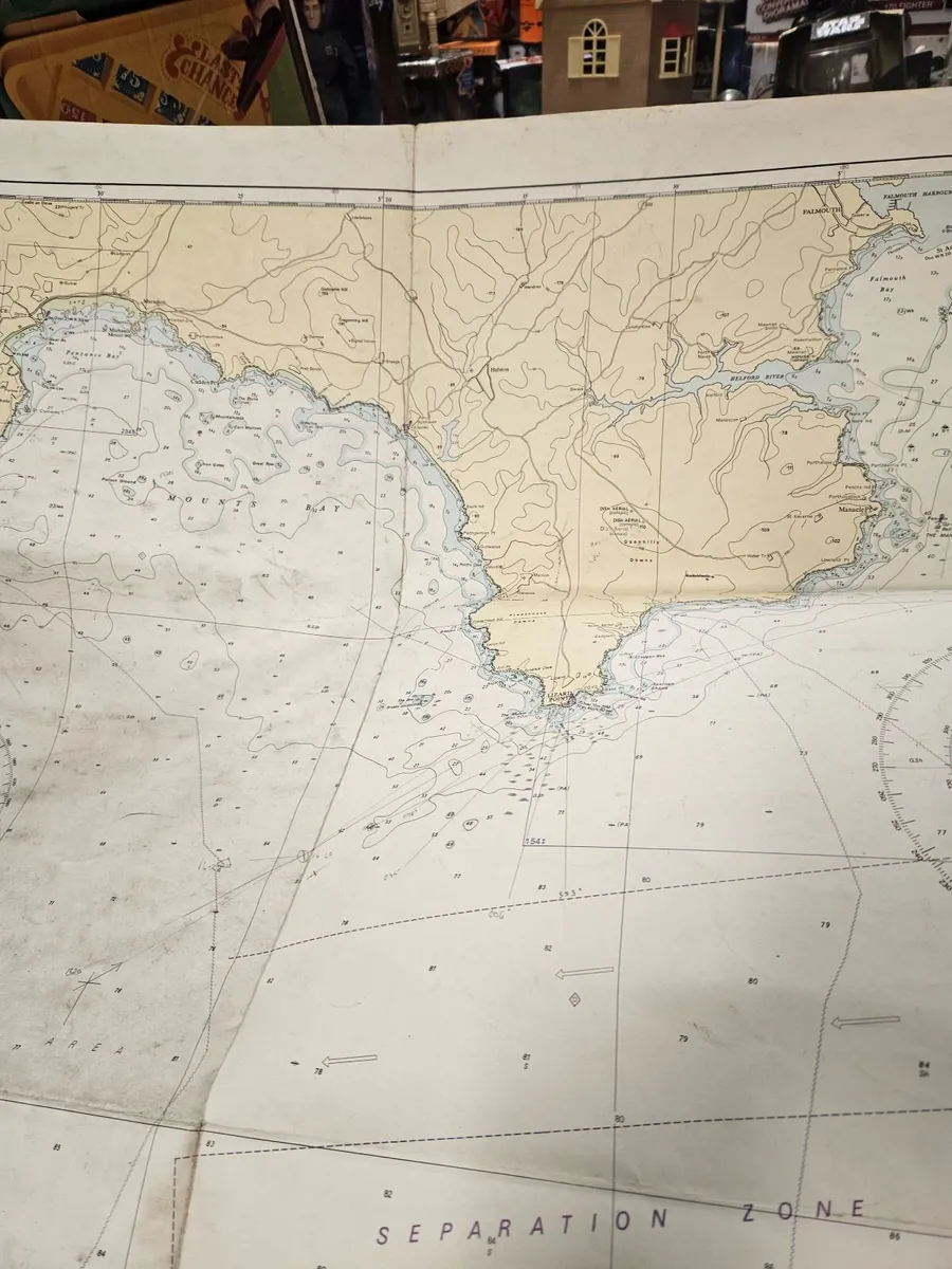 Vintage Map Chart Falmouth South Coast England - Image 3