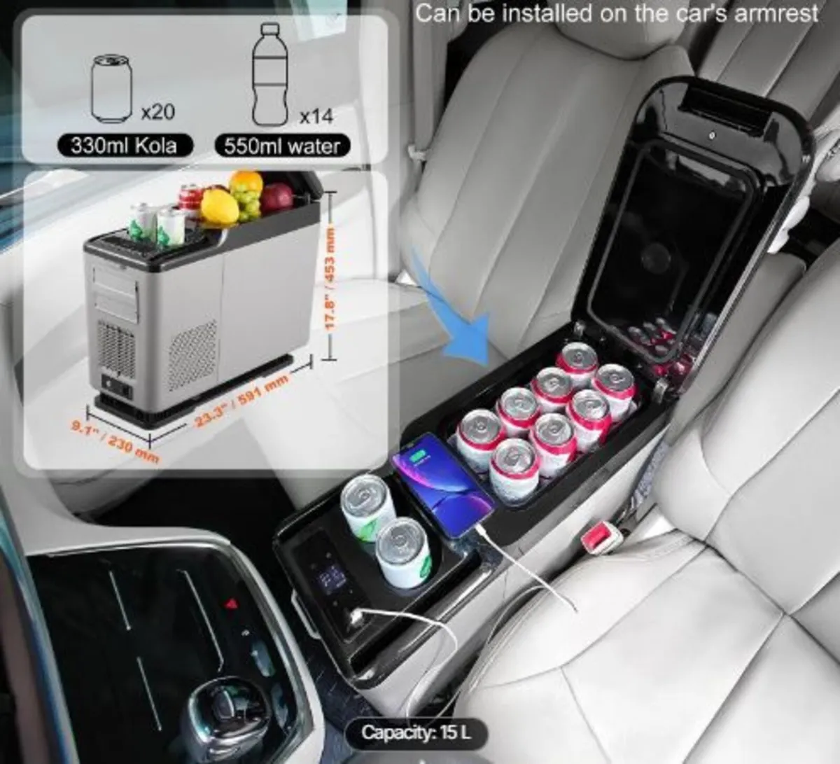 Car Refrigerator, 12 Volt Car Armrest - Image 1
