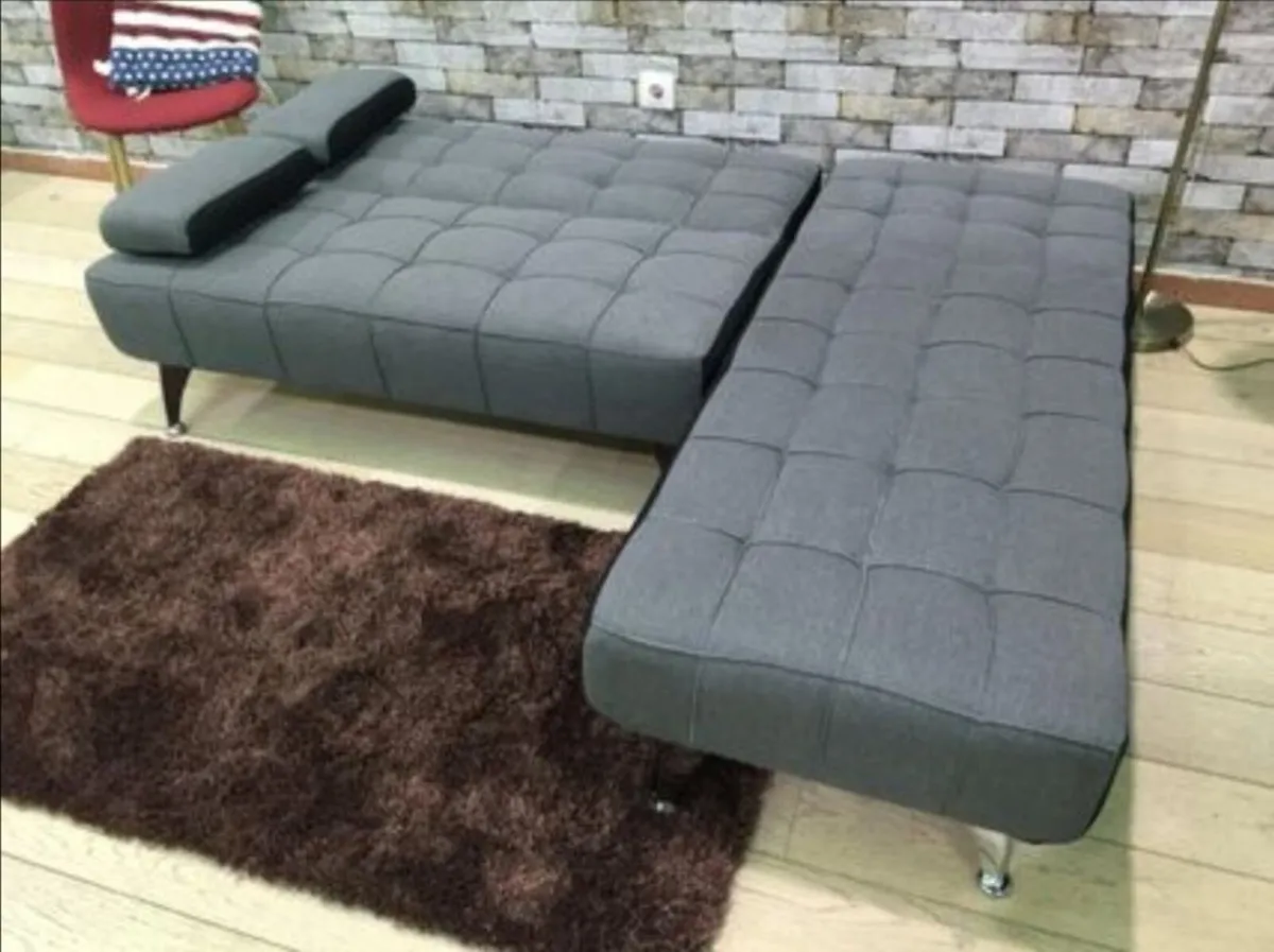 🛋️ DARK GREY Fabric Sofa Bed, Chaise & Cushions - Image 3