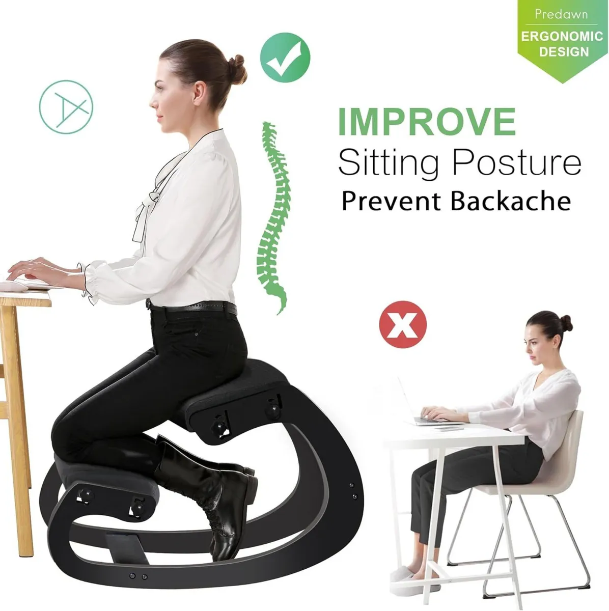 Adjustable Ergonomic Kneeling Chair Rocking - Image 4