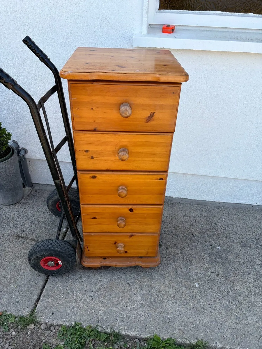 tall chest of drawers / tall boy unit pine - Image 3