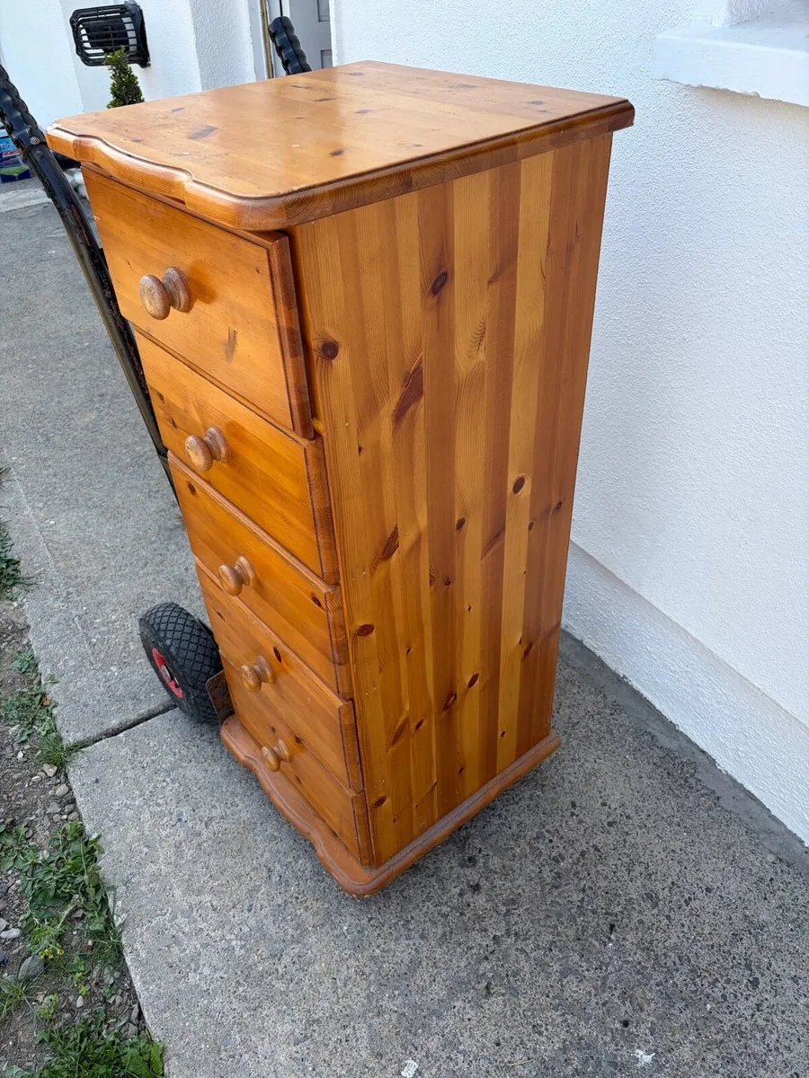 tall chest of drawers / tall boy unit pine - Image 4