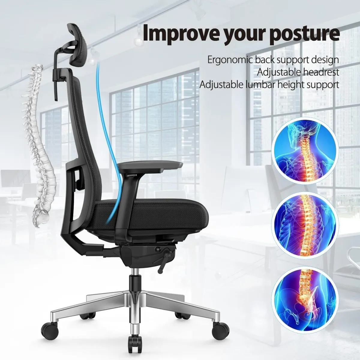 Ergonomic Mesh Home Office Chair with Back Support - Image 4