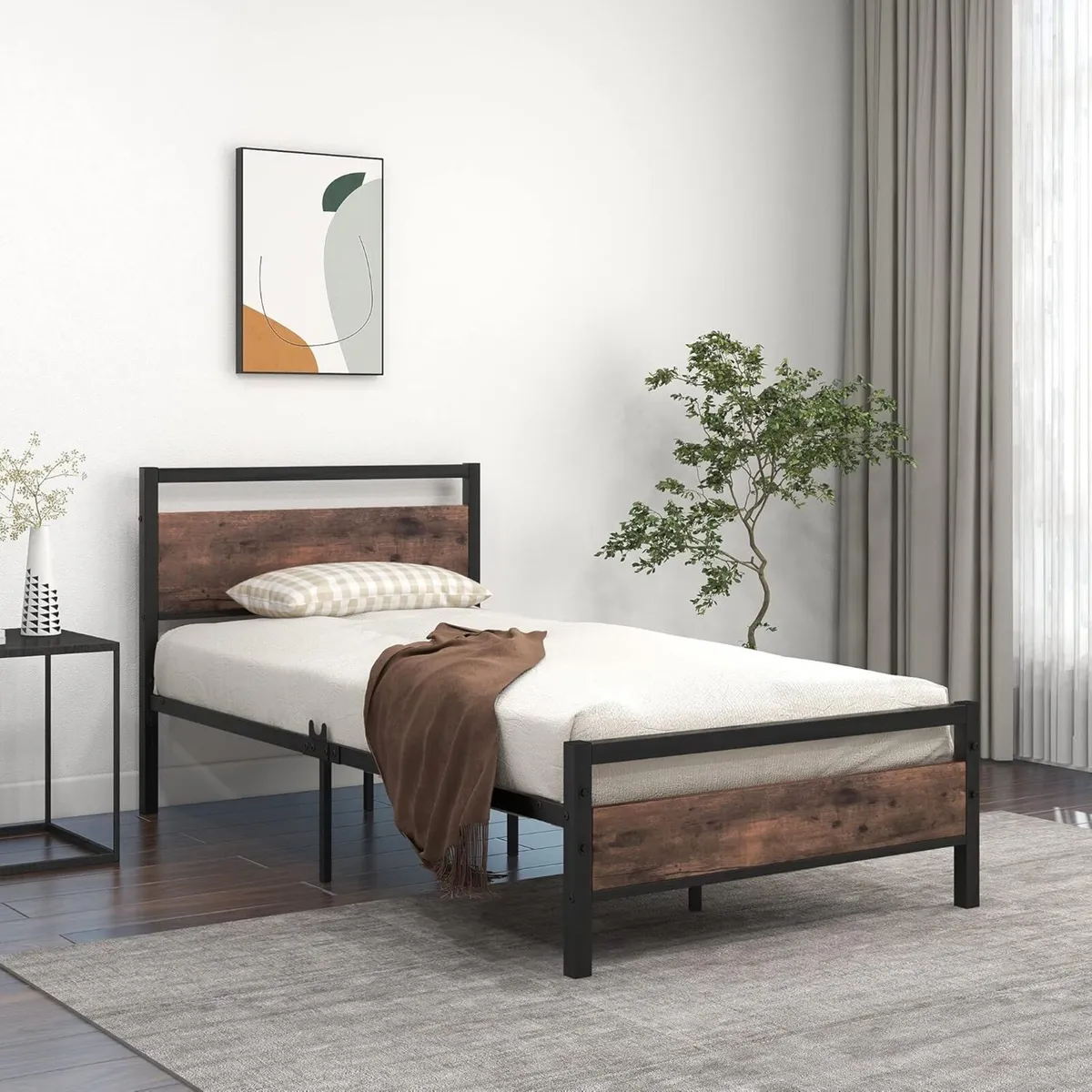 Jelute Size Metal Platform Bed Frame Wooden - Image 3