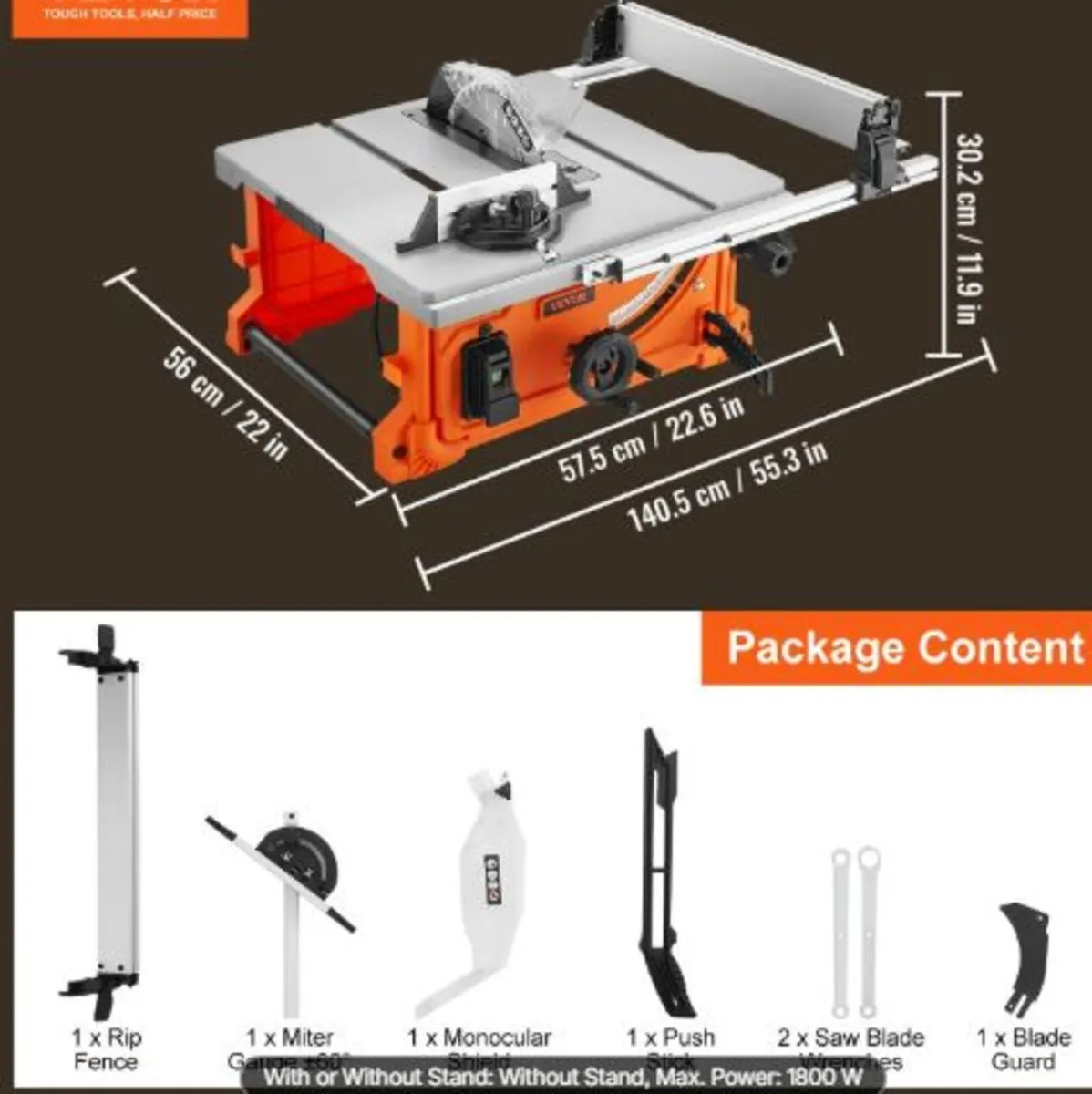 1800 W Table Saw Electric Cutting Machine, 625 mm - Image 4