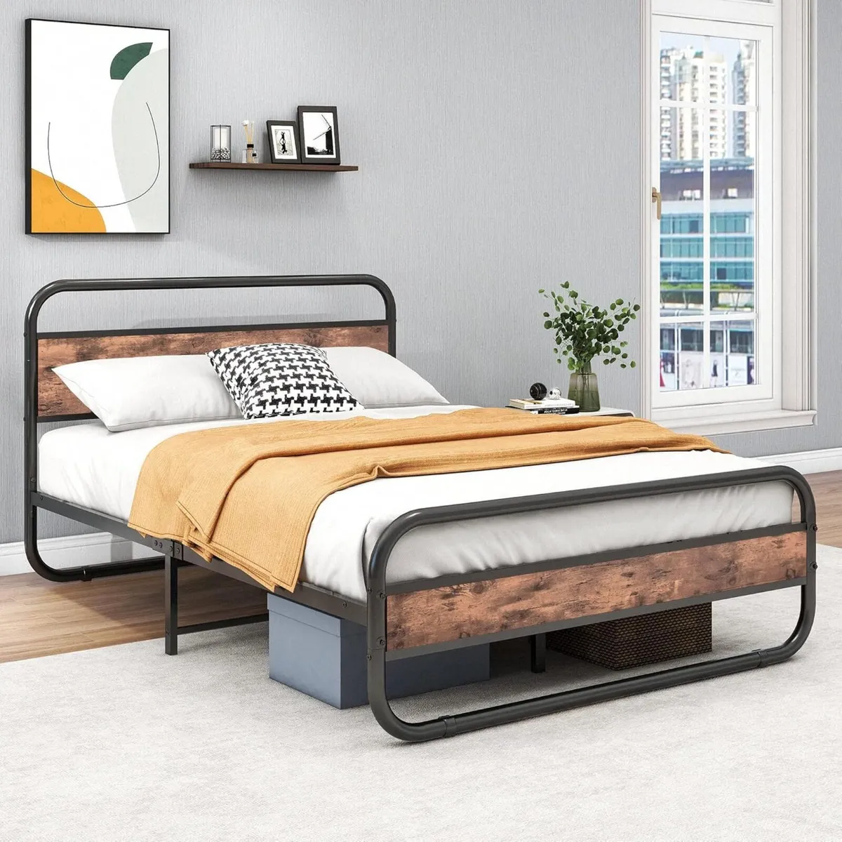 Bed Frame with Headboard Oval-Shaped Platform - Image 4