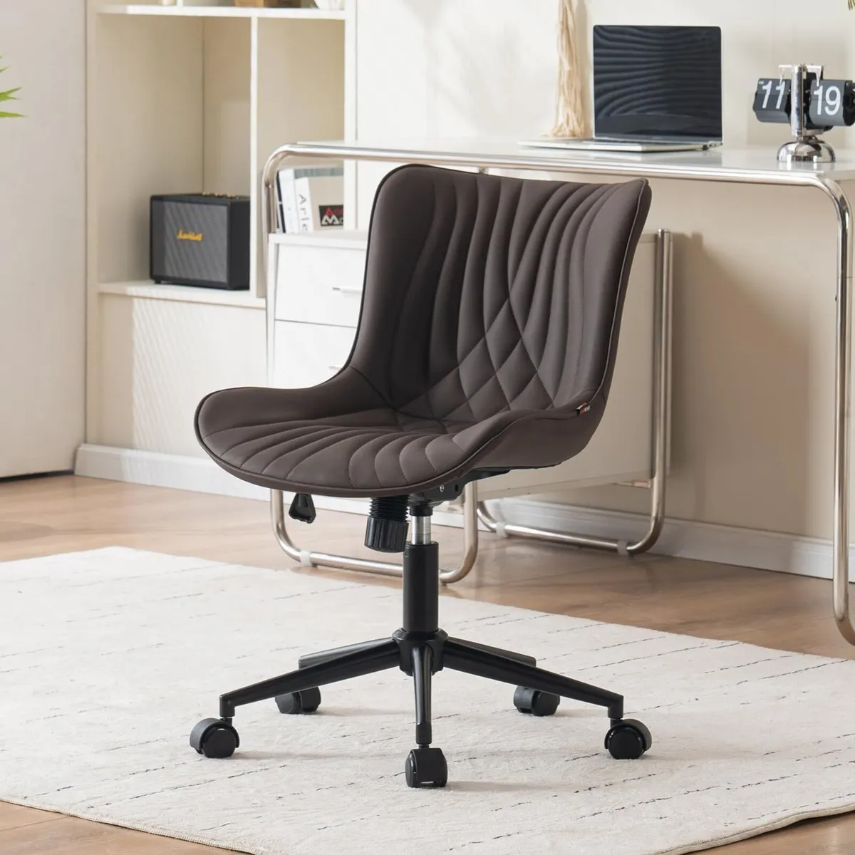 Office Chair Adjustable Ergonomic Desk Armless PU - Image 1