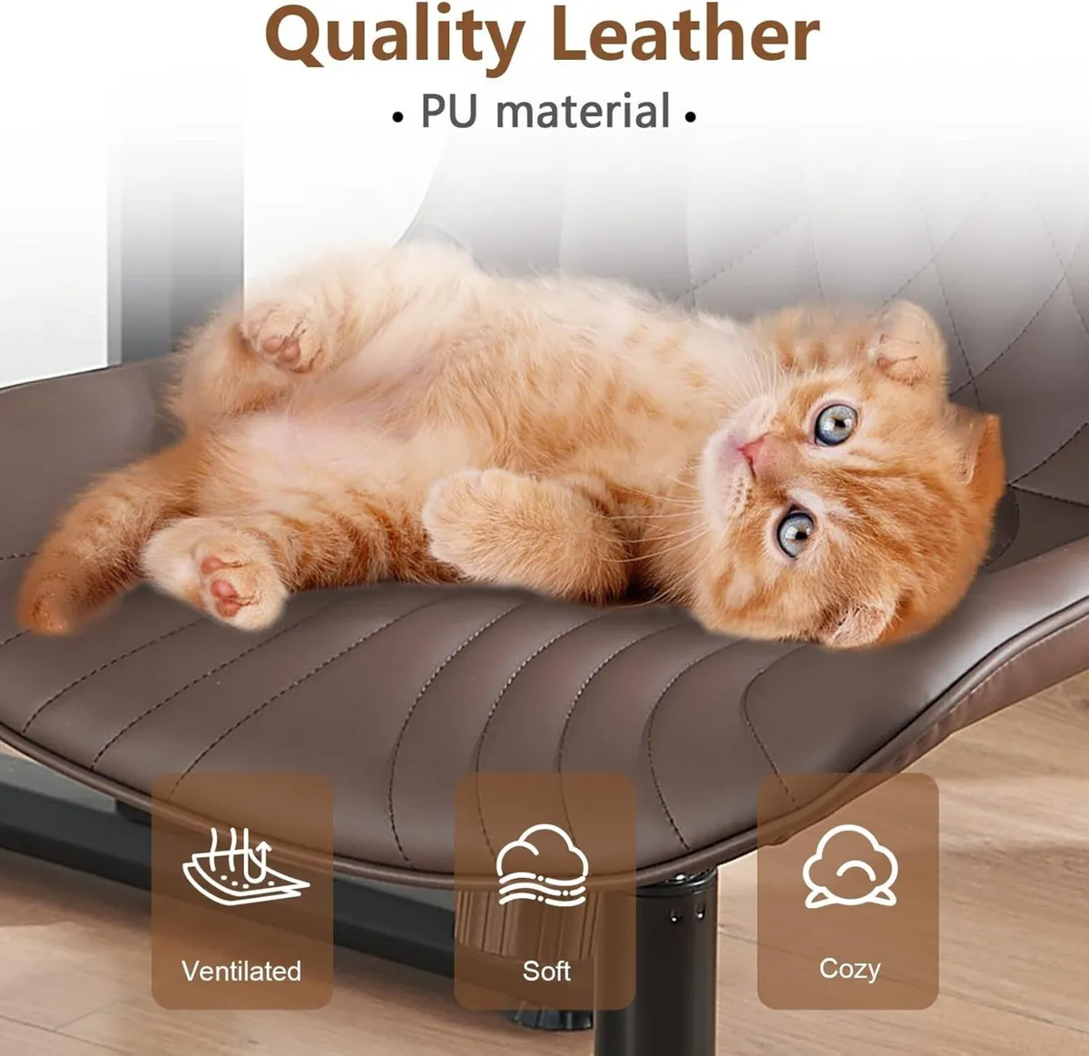 Office Chair Adjustable Ergonomic Desk Armless PU - Image 4
