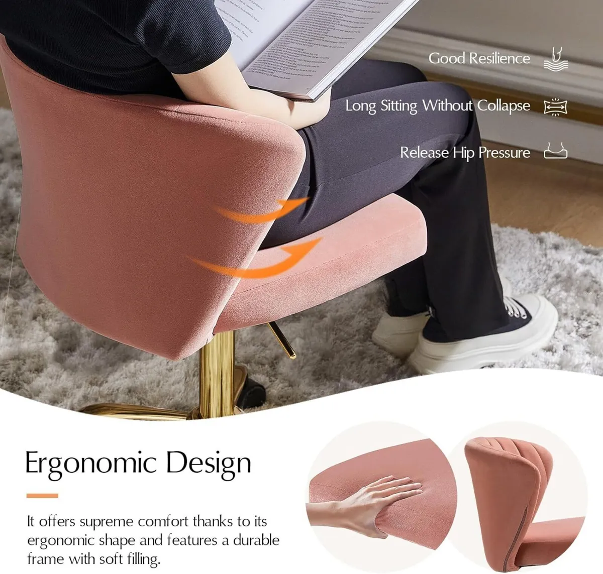 Swivel Office Chair Armless Desk Height - Image 4