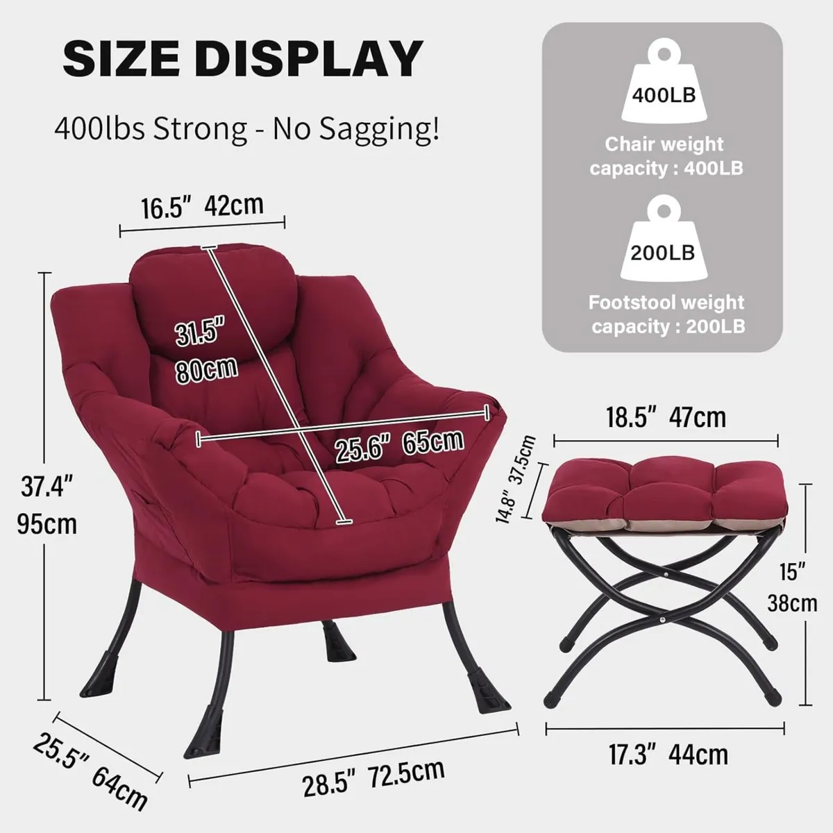 Modern Lazy Chair with Ottoman Accent - Image 3
