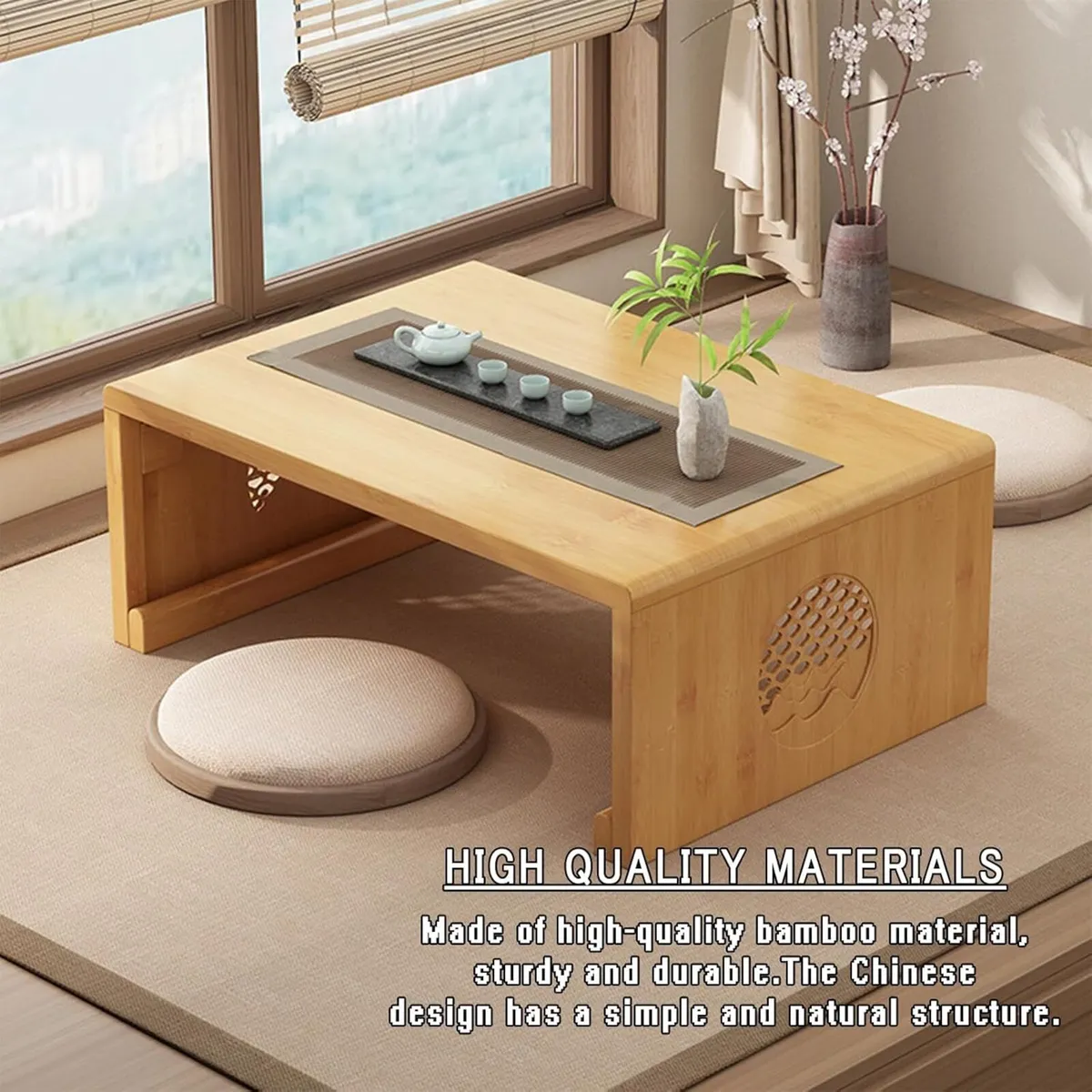Bamboo Chinese Tea Floor Table Japanese Foldable - Image 4