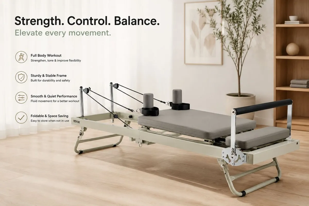 Foldable Pilates Reformer Machine Compact Home Gym - Image 3