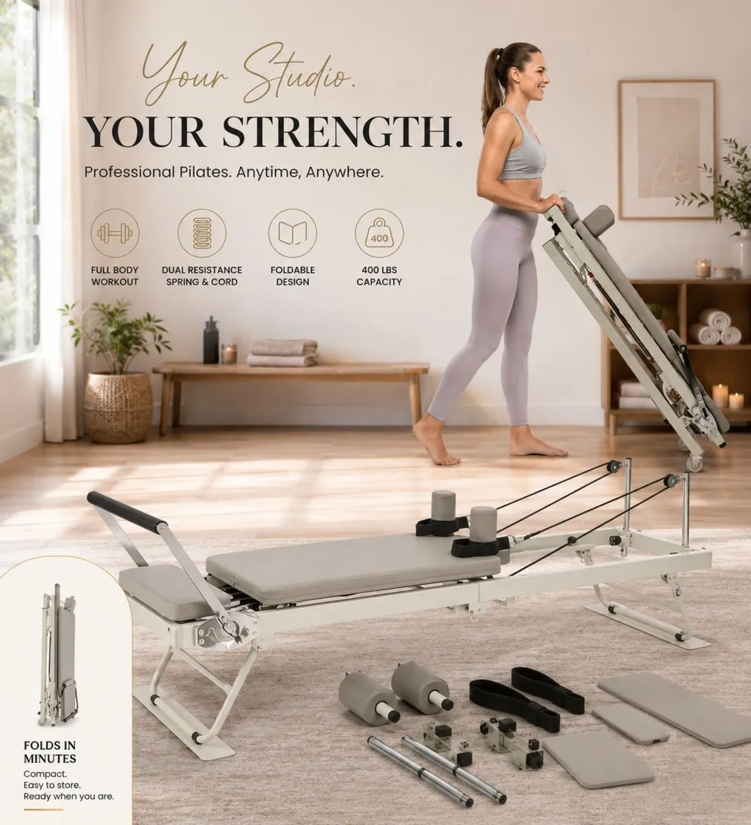 Foldable Pilates Reformer Machine Compact Home Gym - Image 4