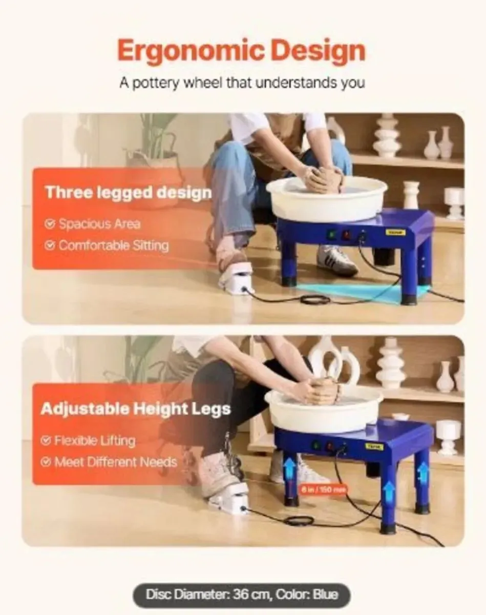Pottery Wheel  450W 35cm Clay Sculpting Machine - Image 4