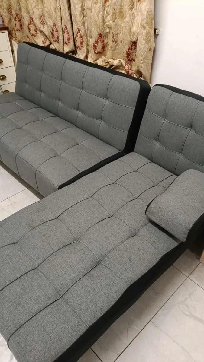 🛋️ DARK GREY Fabric Sofa Bed, Chaise & Cushions - Image 3