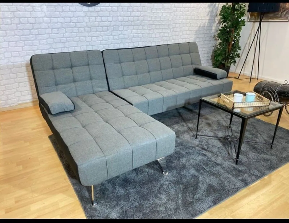 🛋️ DARK GREY Fabric Sofa Bed, Chaise & Cushions - Image 3