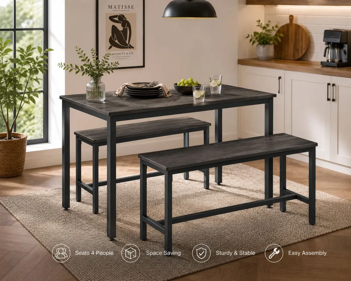 Dining table and bench set - Image 1
