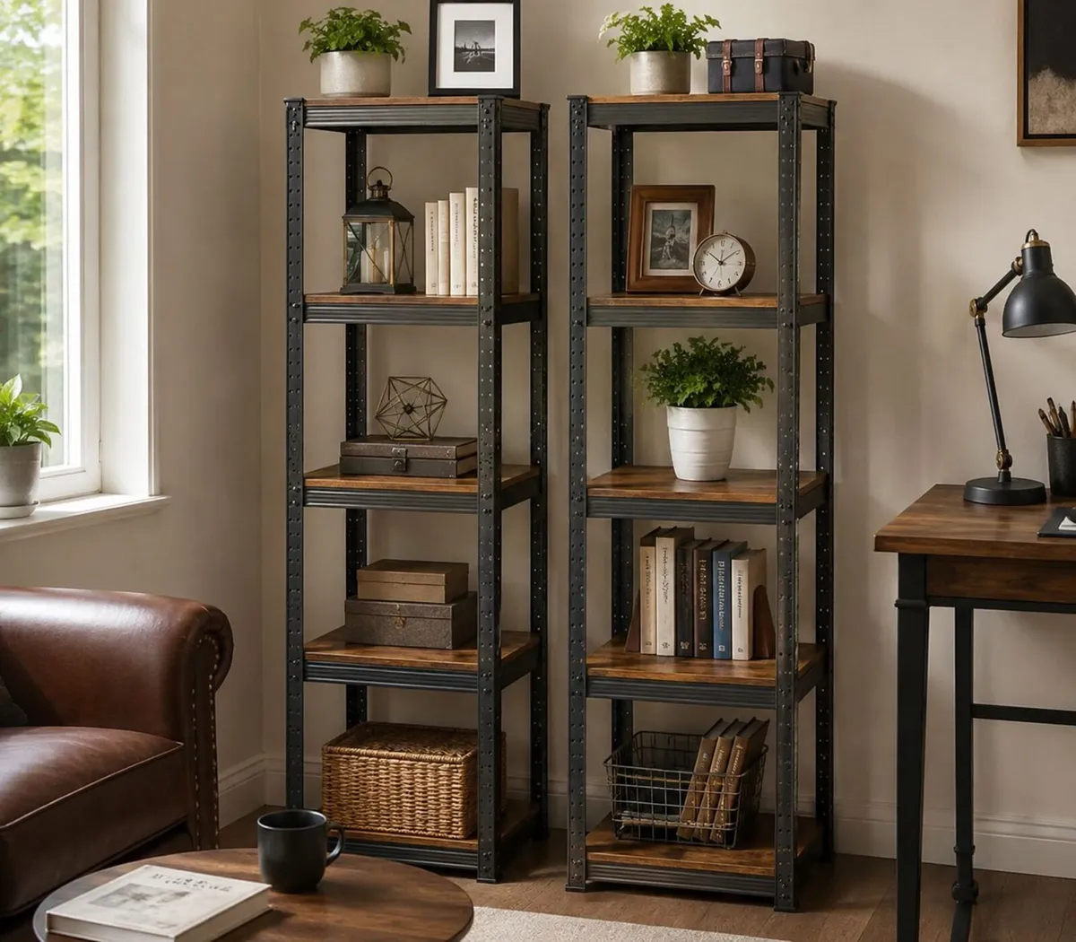 Heavy Duty  Shelving Set of 2 Narrow 5 Tier Bookca - Image 1
