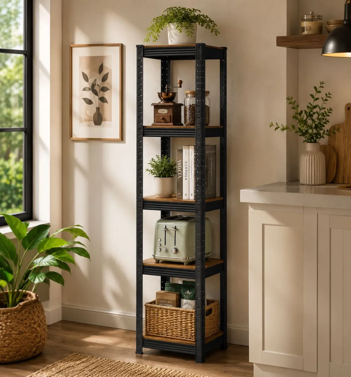 Heavy Duty  Shelving Set of 2 Narrow 5 Tier Bookca - Image 2