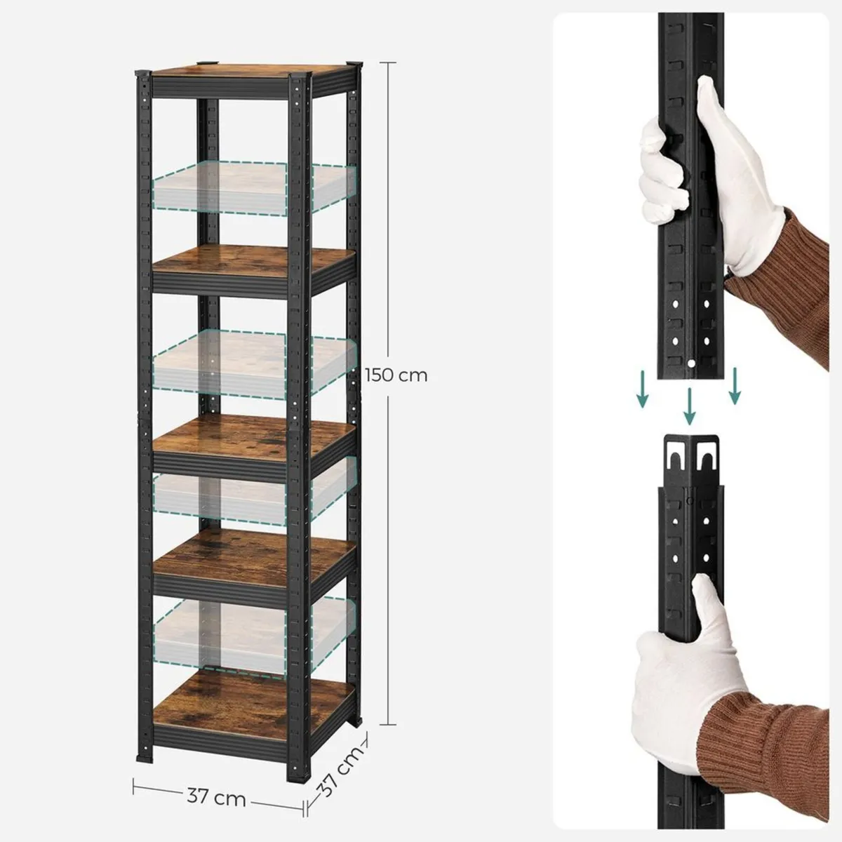 Heavy Duty  Shelving Set of 2 Narrow 5 Tier Bookca - Image 4